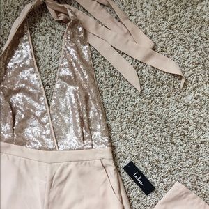 NWT LuLu’s open back sequin jumpsuit